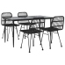 Juego de comedor de jardín 5 piezas ratán sintético negro