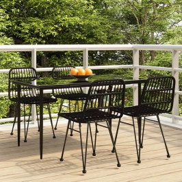 Juego de comedor de jardín 5 piezas ratán sintético negro