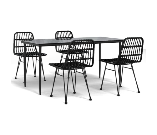 Juego de comedor de jardín 5 piezas ratán sintético negro
