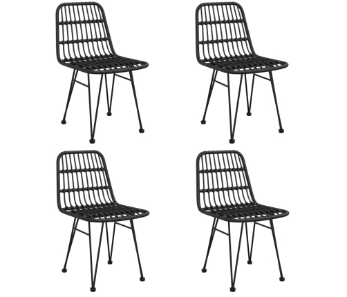 Juego de comedor de jardín 5 piezas ratán sintético negro