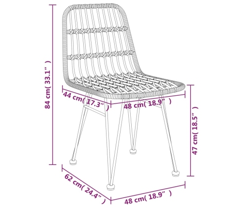 Juego de comedor de jardín 5 piezas ratán sintético negro