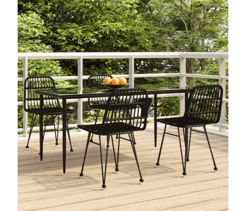 Juego de comedor de jardín 5 piezas ratán sintético negro