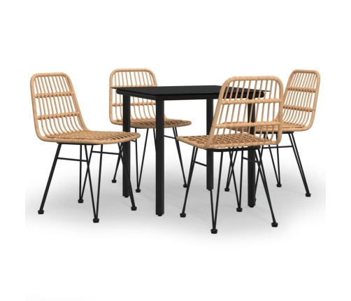 Juego de comedor de jardín 5 piezas ratán sintético