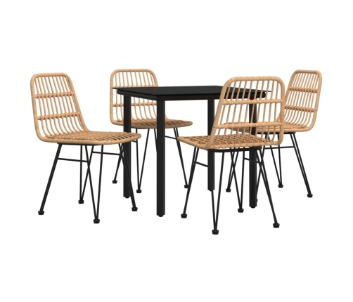 Juego de comedor de jardín 5 piezas ratán sintético