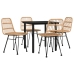 Juego de comedor de jardín 5 piezas ratán sintético