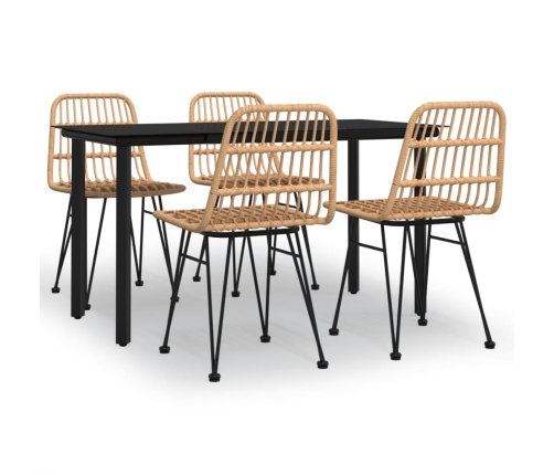 Juego de comedor de jardín 5 piezas ratán sintético