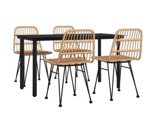 Juego de comedor de jardín 5 piezas ratán sintético