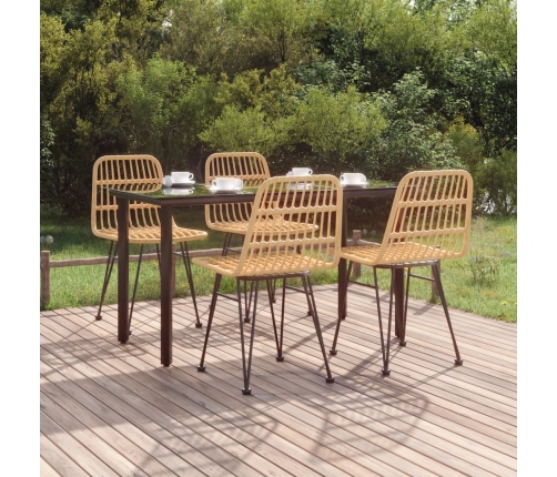 Juego de comedor de jardín 5 piezas ratán sintético