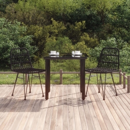 Juego de comedor de jardín 3 piezas ratán sintético negro