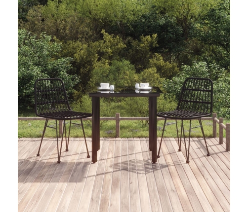 Juego de comedor de jardín 3 piezas ratán sintético negro