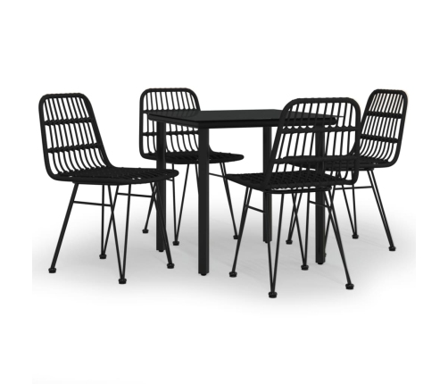 Juego de comedor de jardín 5 piezas ratán sintético negro