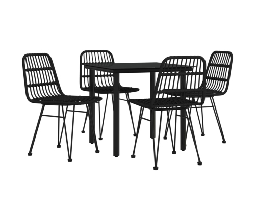 Juego de comedor de jardín 5 piezas ratán sintético negro