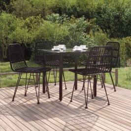 Juego de comedor de jardín 5 piezas ratán sintético negro