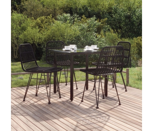 Juego de comedor de jardín 5 piezas ratán sintético negro