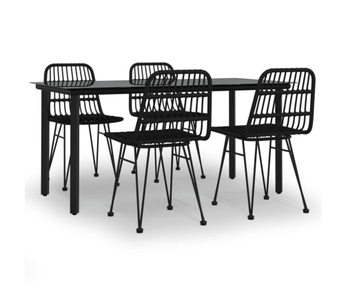 Juego de comedor de jardín 5 piezas ratán sintético negro