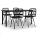 Juego de comedor de jardín 5 piezas ratán sintético negro