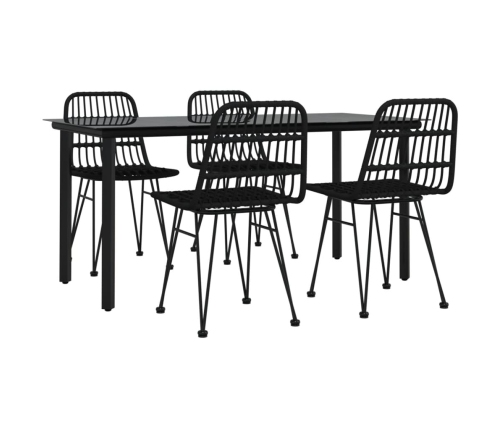 Juego de comedor de jardín 5 piezas ratán sintético negro