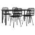 Juego de comedor de jardín 5 piezas ratán sintético negro