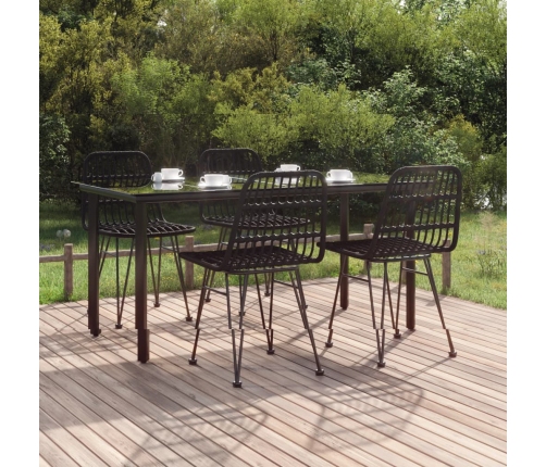 Juego de comedor de jardín 5 piezas ratán sintético negro
