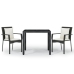 Set comedor de jardín 3 pzas con cojines ratán sintético negro