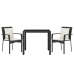 Set comedor de jardín 3 pzas con cojines ratán sintético negro