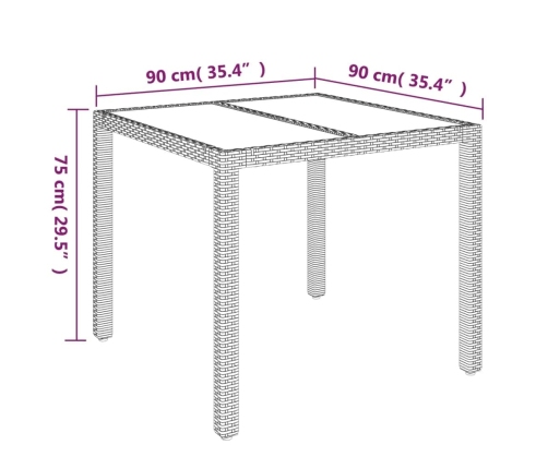 Set comedor de jardín 3 pzas con cojines ratán sintético negro