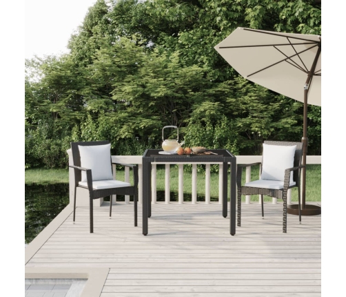 Set comedor de jardín 3 pzas con cojines ratán sintético negro