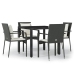 Set de muebles jardín 5 pzas con cojines ratán sintético negro