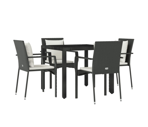 Set de muebles jardín 5 pzas con cojines ratán sintético negro