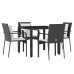 Set de muebles jardín 5 pzas con cojines ratán sintético negro