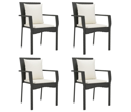Set de muebles jardín 5 pzas con cojines ratán sintético negro