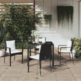 Set de muebles jardín 5 pzas con cojines ratán sintético negro