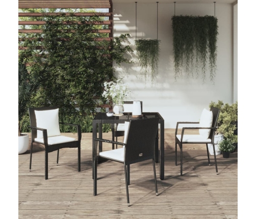 Set de muebles jardín 5 pzas con cojines ratán sintético negro