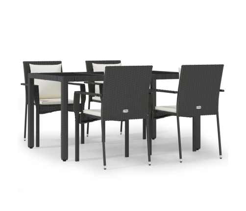 Set de muebles jardín 5 pzas con cojines ratán sintético negro