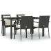 Set de muebles jardín 5 pzas con cojines ratán sintético negro
