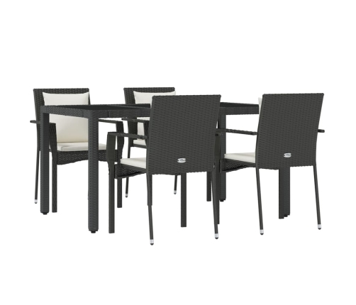 Set de muebles jardín 5 pzas con cojines ratán sintético negro