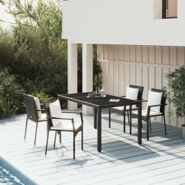 Set de muebles jardín 5 pzas con cojines ratán sintético negro