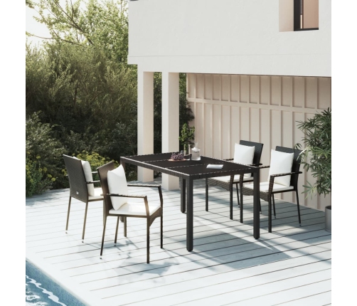 Set de muebles jardín 5 pzas con cojines ratán sintético negro