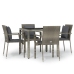 Set comedor de jardín 5 piezas con cojines ratán sintético gris