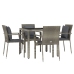 Set comedor de jardín 5 piezas con cojines ratán sintético gris
