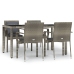 Set comedor de jardín 5 piezas con cojines ratán sintético gris