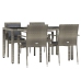 Set comedor de jardín 5 piezas con cojines ratán sintético gris