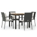 Set de muebles jardín 5 pzas con cojines ratán sintético negro