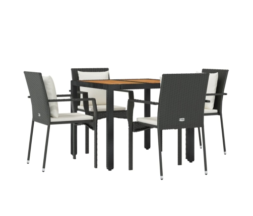 Set de muebles jardín 5 pzas con cojines ratán sintético negro