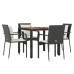 Set de muebles jardín 5 pzas con cojines ratán sintético negro