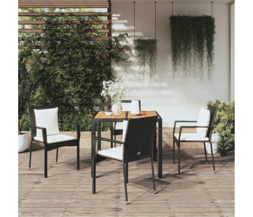 Set de muebles jardín 5 pzas con cojines ratán sintético negro