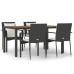 Set de muebles jardín 5 pzas con cojines ratán sintético negro