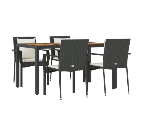 Set de muebles jardín 5 pzas con cojines ratán sintético negro