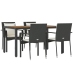 Set de muebles jardín 5 pzas con cojines ratán sintético negro