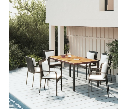 Set de muebles jardín 5 pzas con cojines ratán sintético negro